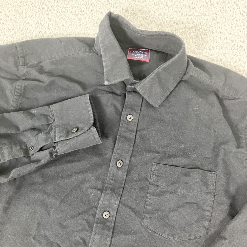 UNTUCKit Shirt Mens XL Black Long Sleeve Button Up Cotton Woven Casual